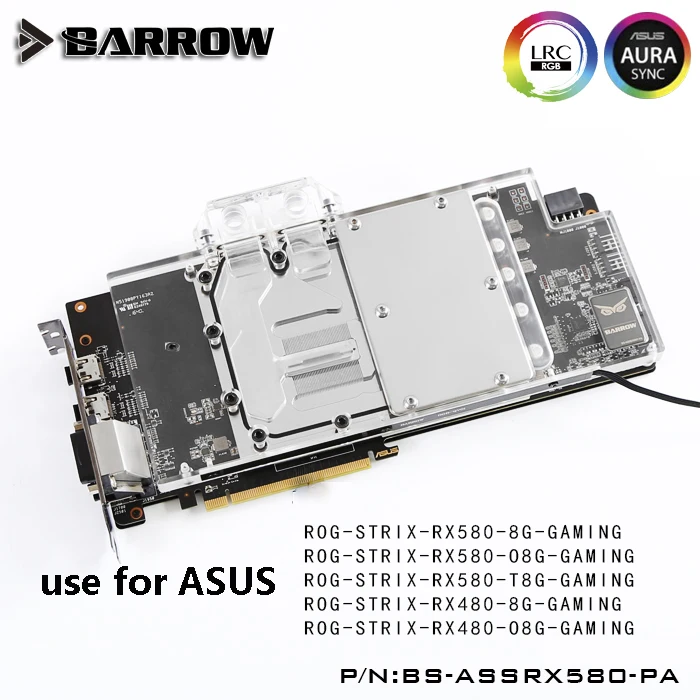 Курган видеокарта блок использовать для ASUS ROG-STRIX-RX580-8G-GAMING/RX480-O8G-GAMING GPU полное покрытие медный радиатор RGB для AURA
