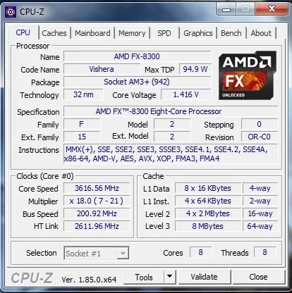 Процессор AMD FX 8300 Восьмиядерный процессор 3,3G/8 M/95 W разъем AM3+ процессор Массовая посылка FX-8300