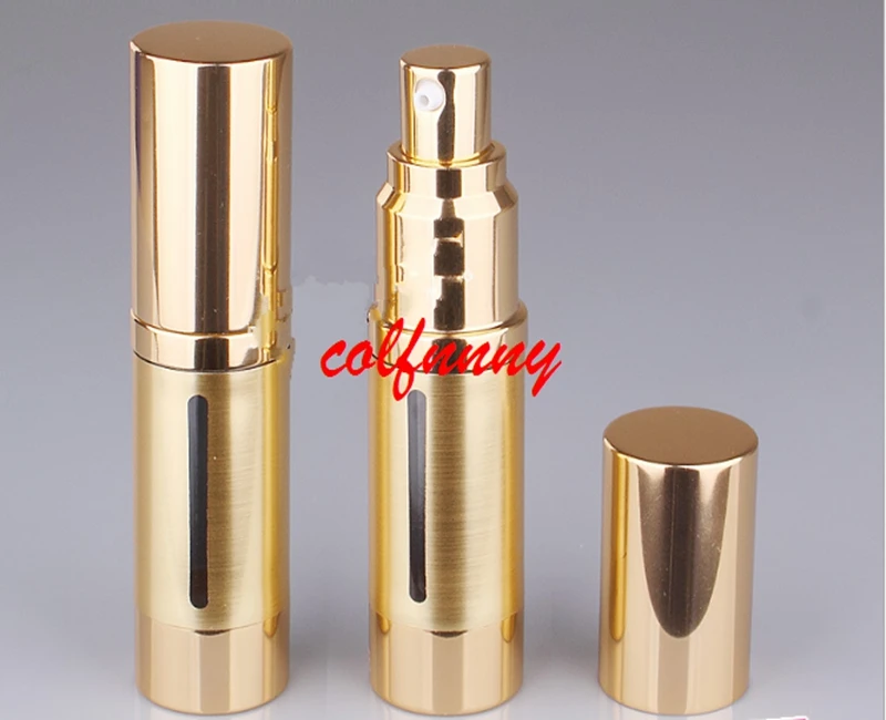 

100pcs/lot 15ML 30ml gold Silver Airless Pump Bottle, Cosmetic Essence Lotion Packaging Bottle, 15G Vacuum Lotion Pump Bottle