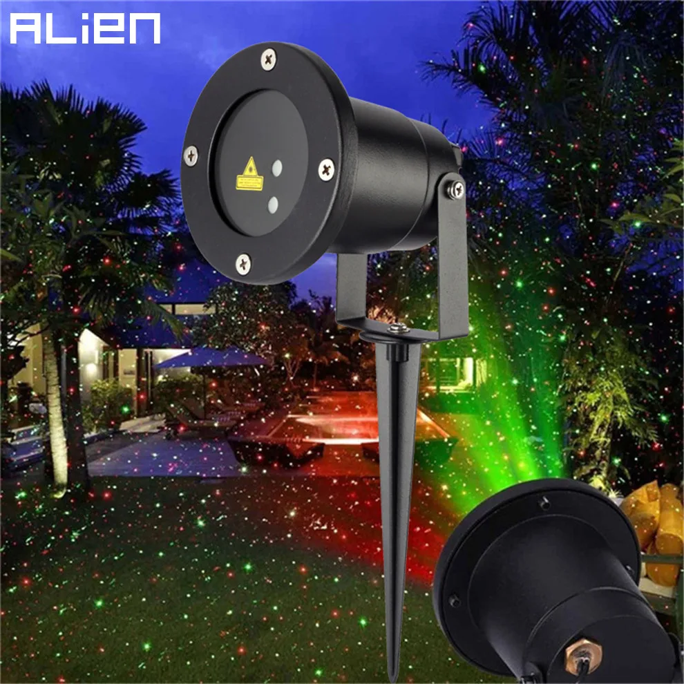 

ALIEN Static Red Green Sparkling Star Laser Outdoor Waterproof Landscape Laser Light Christmas Holiday Xmas Tree Show Projector