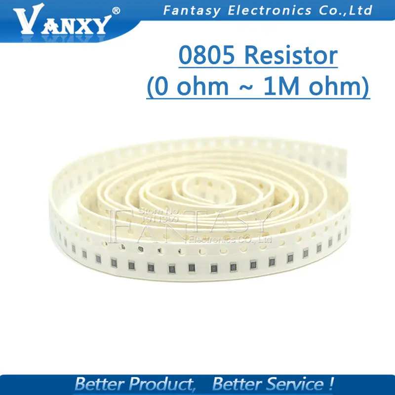 100 шт. 0805 SMD 1/8 Вт чиповый резистор 0R ~ 10M 0 10R 100R 220R 330R 470R 1K 4 7 K 10K 47K 100K 10 330 470 Ом|470 ohm|chip