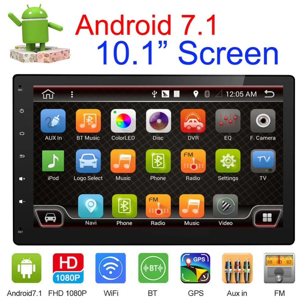 10 1 дюймов Съемная панель Android 7 автомобильный DVD четырехъядерный радиоприемник GPS