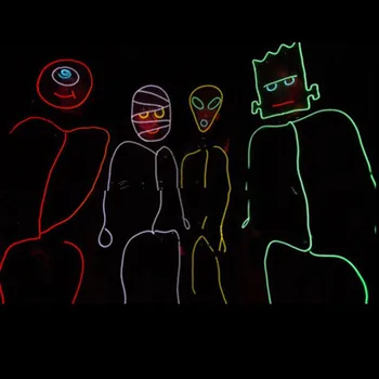 

Stick Figure Costume Led Luminous EL Wire Kit TRON Burning Halloween Neon Glow Robot Suit Man EL Stage Wear Free Shipping DHL