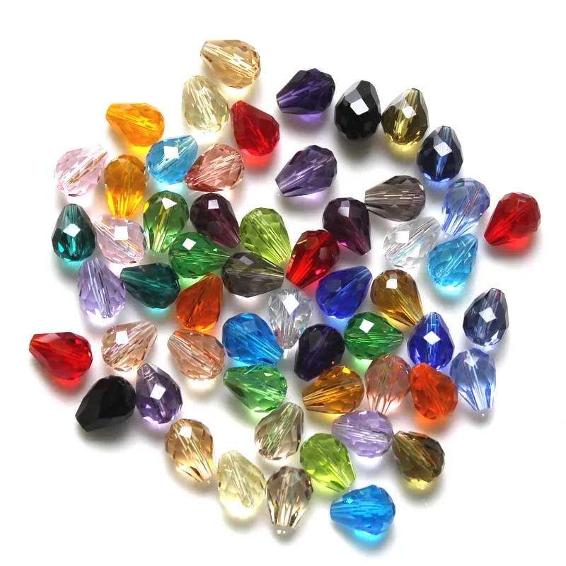 Shangquan AAA Mixed Color Tear Drop Crystal Beads 8*6MM 100PCS/LOT Faceted Glass Stones Charms for Jewelry | Украшения и