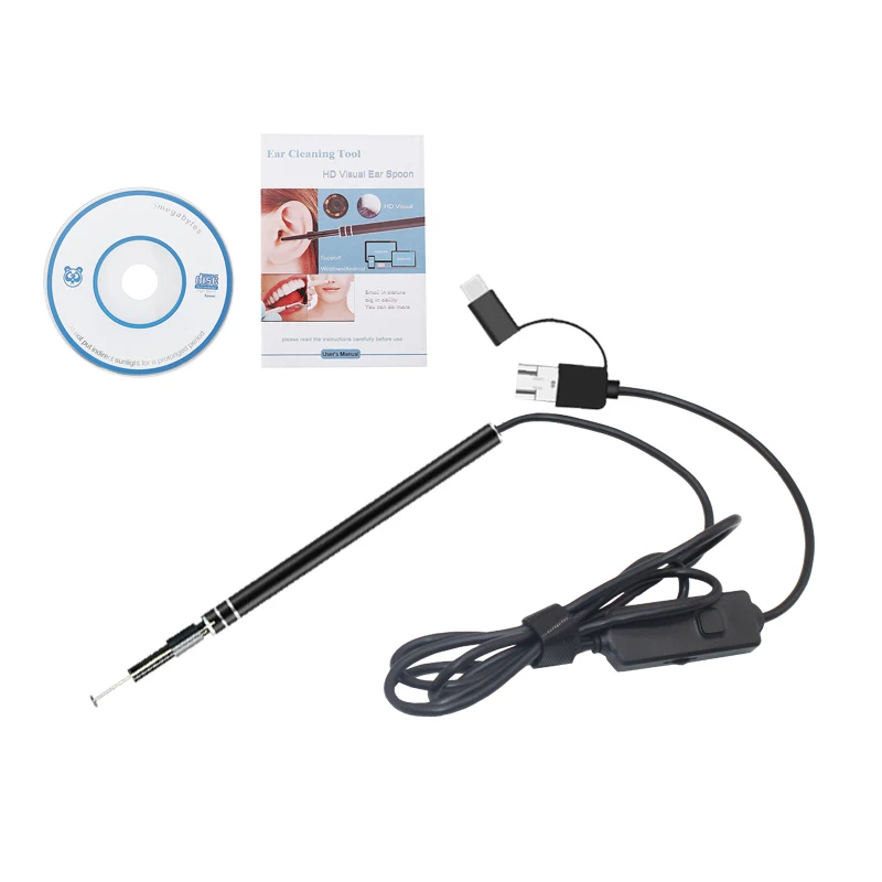 

JINGLESZCN 3-in-1 Ear Cleaning USB Endoscope 5.5mm Visual Ear Spoon Earpick Otoscope Endoscope Borescope Mini Camera Android PC