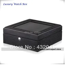 Роскошные 6 сетка вуд чехол с окном часы дисплей показать чехол Box хранения организатор держатель GC02-SP-06W