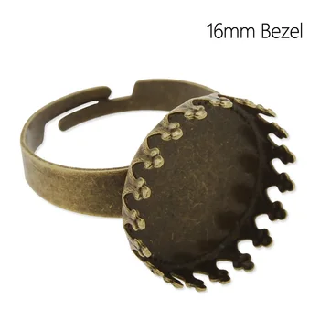 

Bronze tone rings blanks wholesale, 16 mm blank bezel ring base, round cabochon settings diy adjustible kids rings-C4682