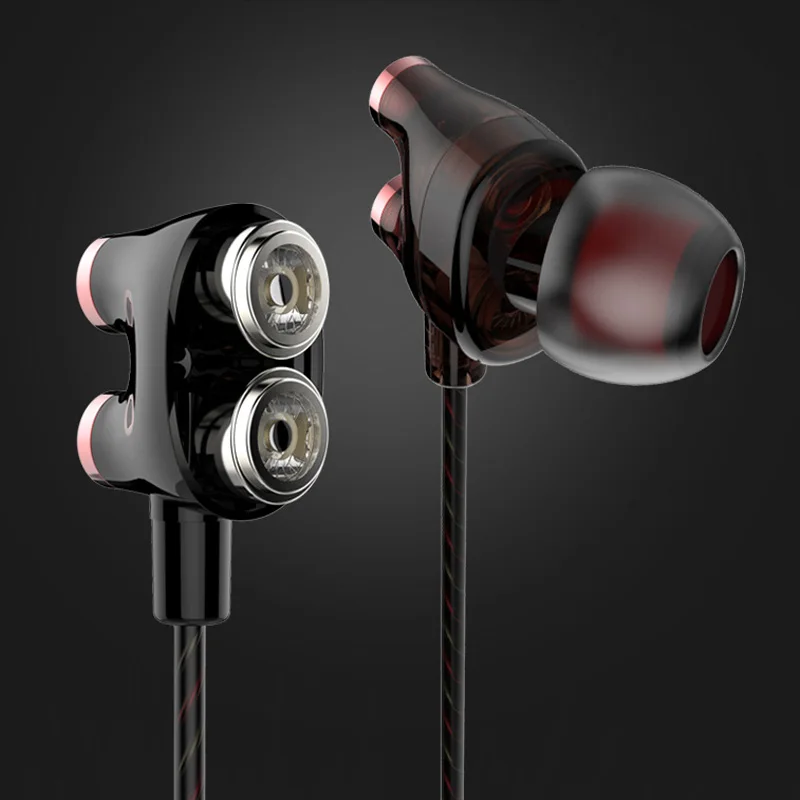 Проводной Двойной драйвер шумоподавления наушники jack bass Наушники для iphone samsung