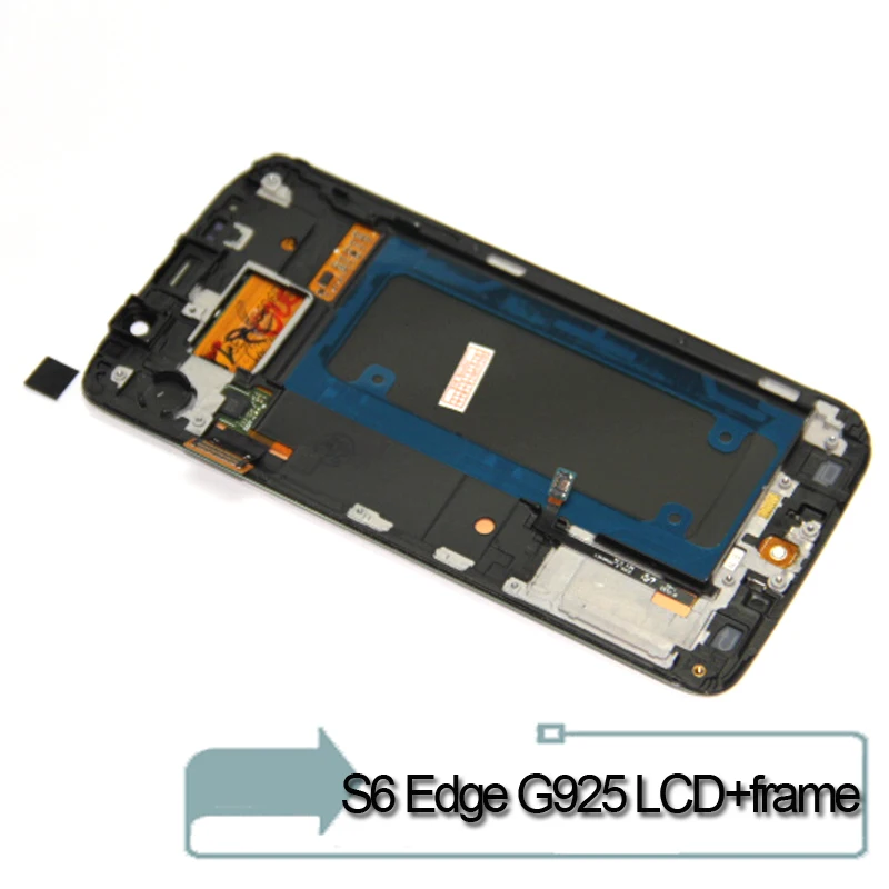 S6 Edge G925 дисплей для samsung Galaxy S6 Edge lcd G925 SM-G925F lcd с кодирующий преобразователь сенсорного экрана в сборе с рамкой