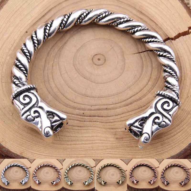

Yage 6 Style 1Pcs/lot Nordic viking style Thread Double Viking Fenrir Wolf bangle fit men gift