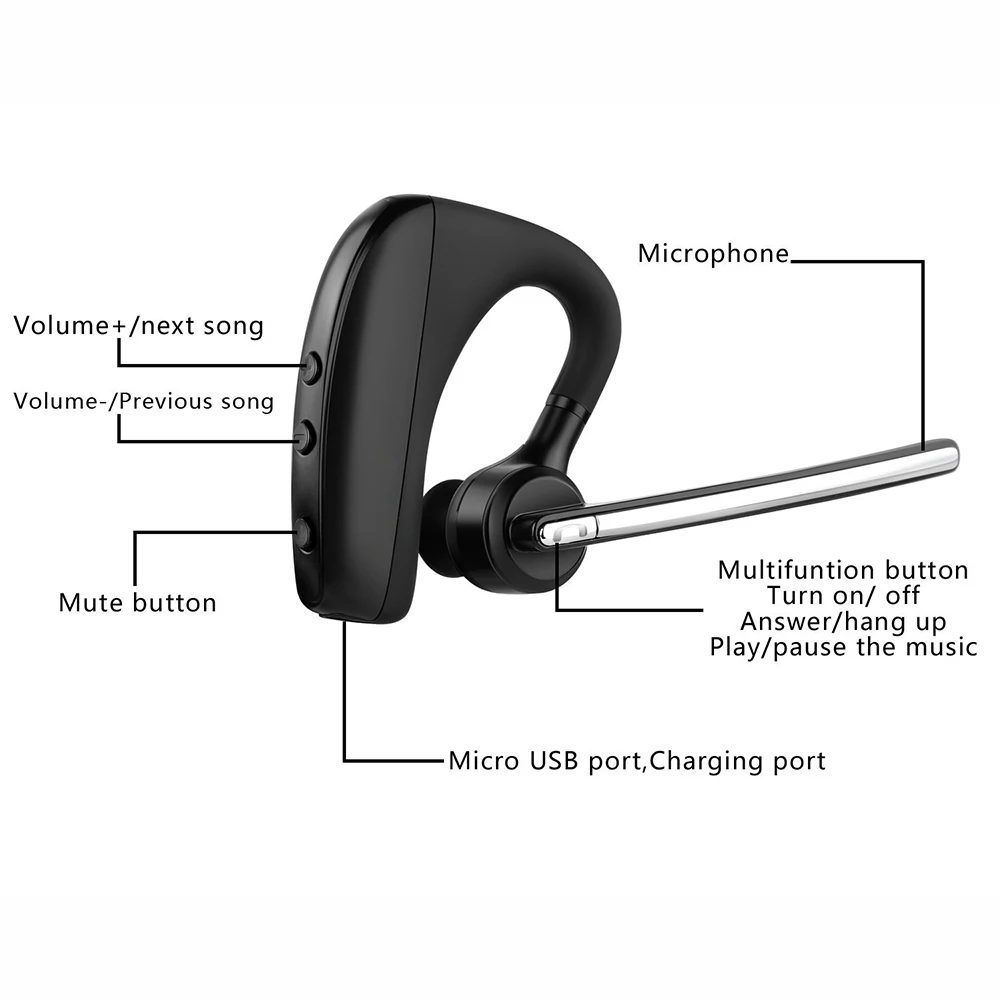 K10 Bluetooth Earphone Wireless Headphones Business earbud Handsfree Driving Headset with Mic for iPhone samsung huawei xiaomi