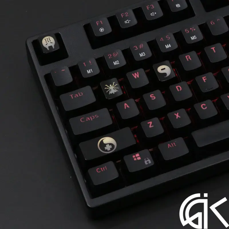 4 шт./компл. keysets подсветка OW ключ Шапки из АБС-пластика с гравировкой клавиши блеск-через для патруля gamer механическая клавиатура ANSI черный