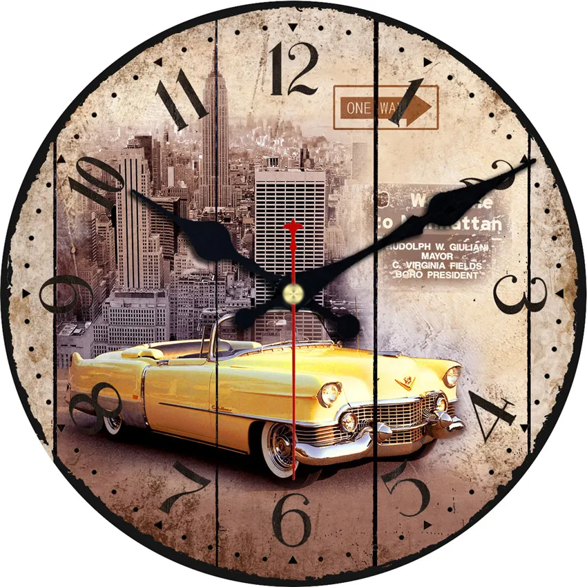 VOSAREA Orologio da Parete con Ruota per Auto Grande Orologio da Parete Rotondo Silenzioso per Gli Appassionati di Auto Ragazzi Che Vivono Officina Meccanica Automobilistica