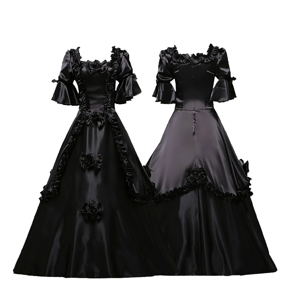 

Gothic Renaissance Gown Victorian Dress Black Punk Women Halloween Costume