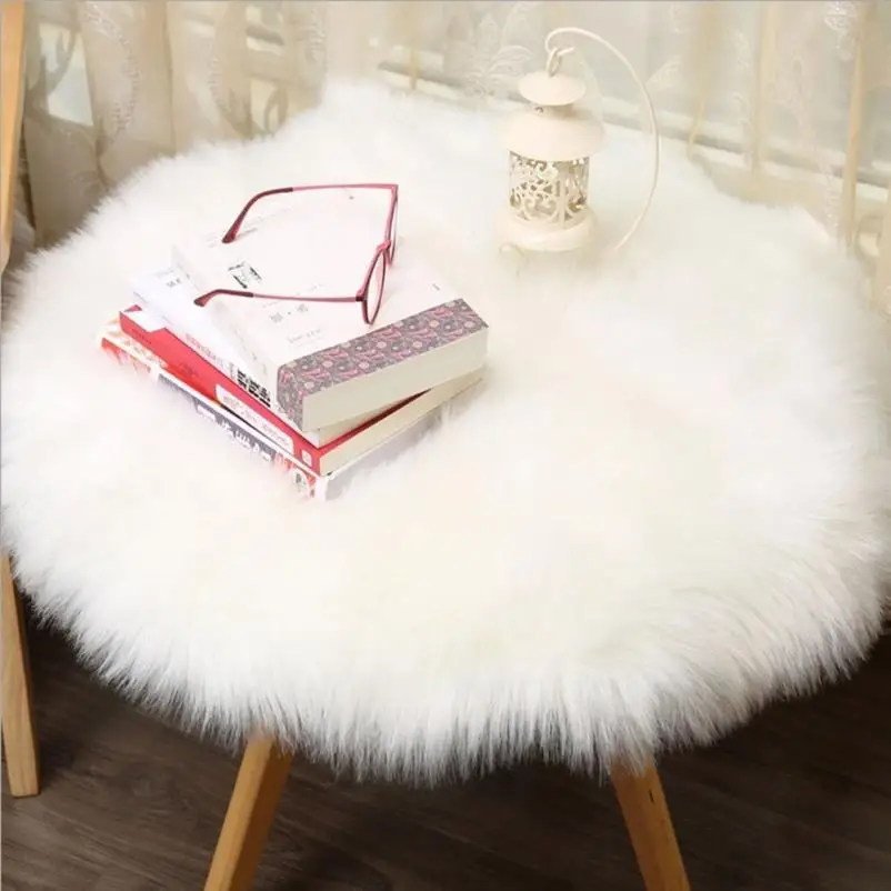 Мягкая Искусственная овчина Европейский роскошный коврик чехол для стула искусственная шерсть теплый пушистый ковер подушка для сиденья Белый m12