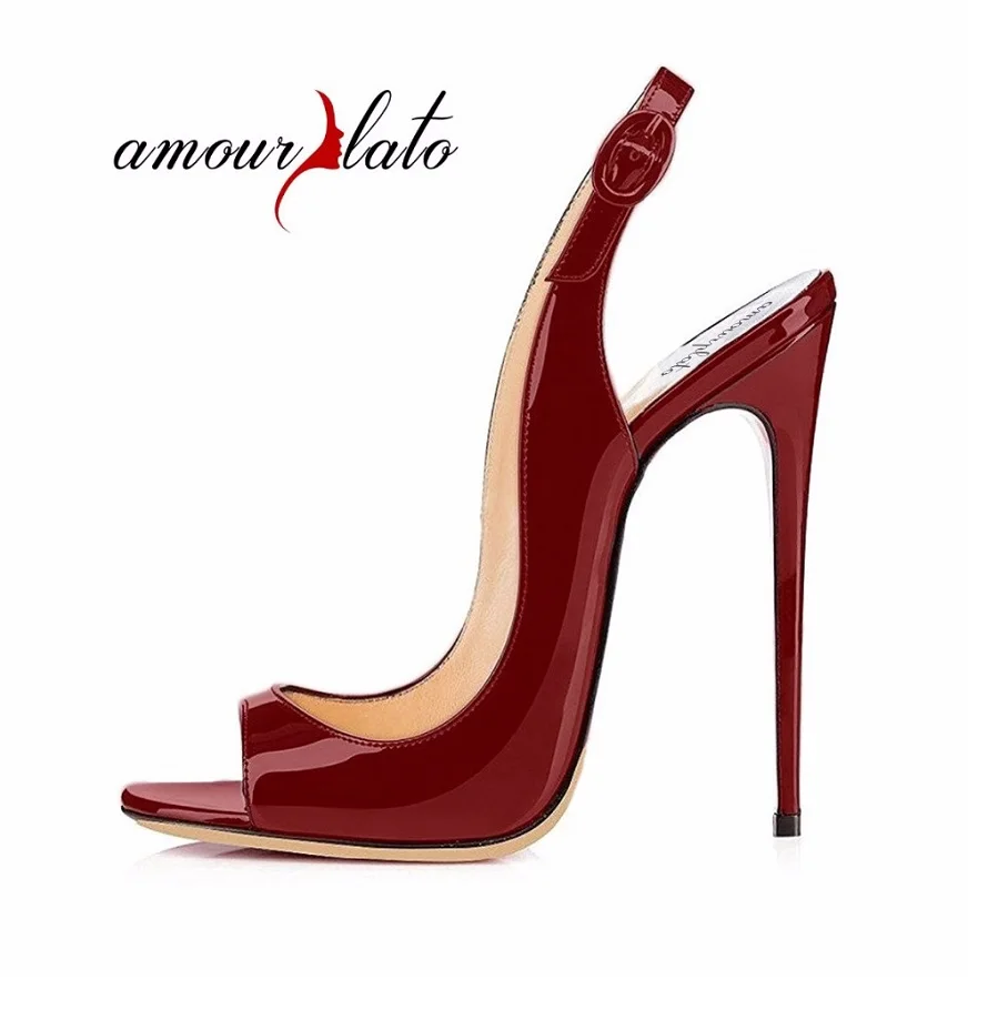 

Amourplato Women's 12cm Stilettos Open Toe Slingback High Heel Sandals Peep Toe Ankle Strap Dress Shoes Black Beige Size US5-13