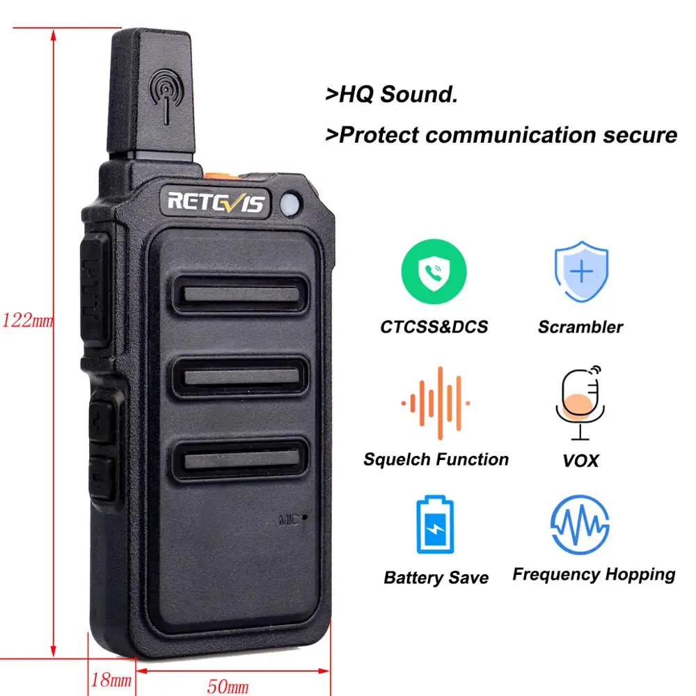 Рация RETEVIS RT19/RT619 PMR FRS/PMR446 2 шт. аппарат для радиосвязи VOX с функцией скачкования