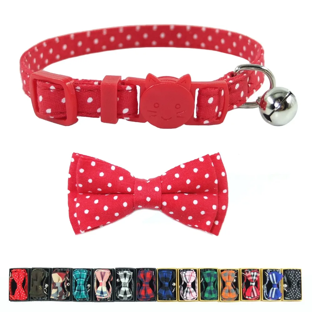 XPangle Bow Tie Cat Collar Breakaway with Bells Safety Buckle Quick