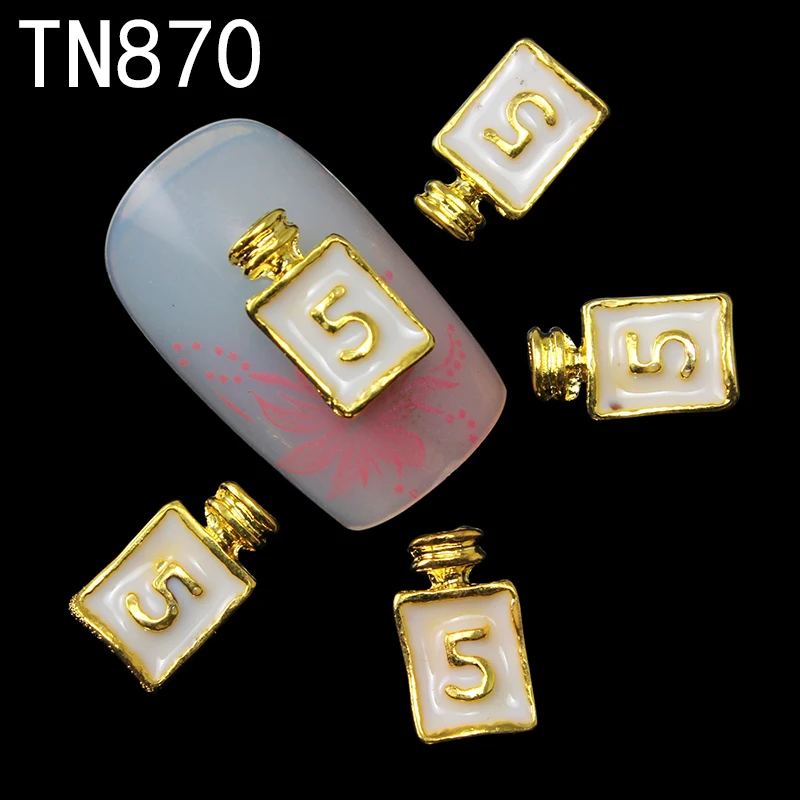 

10pcs Glitter Golden Perfume Bottle 3d Nail Art Decorations, Alloy Nail Sticker Charms Jewelry for Nail Gel/Polish Tools TN870