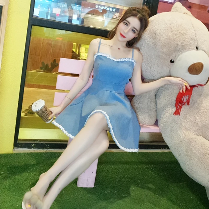 Женское Ковбойское платье на тонких бретелях Mori Girl элегантное приталенное лето