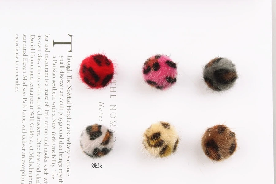 Leopard grain imitated mink beads pendant The bulb bead diy accessories materials earrings ears line eardrop parts Jewelry Findings