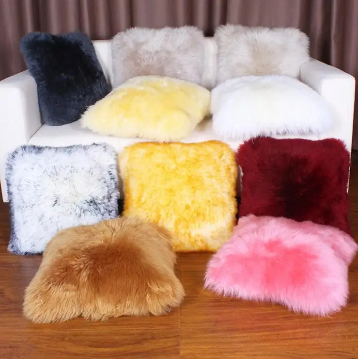 

Top Quality Luxury Real Wool Cushion Cushions Home Solid Color Pillow Decoration with Inner
