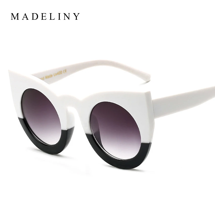 Classic Fashion font b Sunglasses b font Women Cat Eye Thick Frame Sun glasses Round Frame
