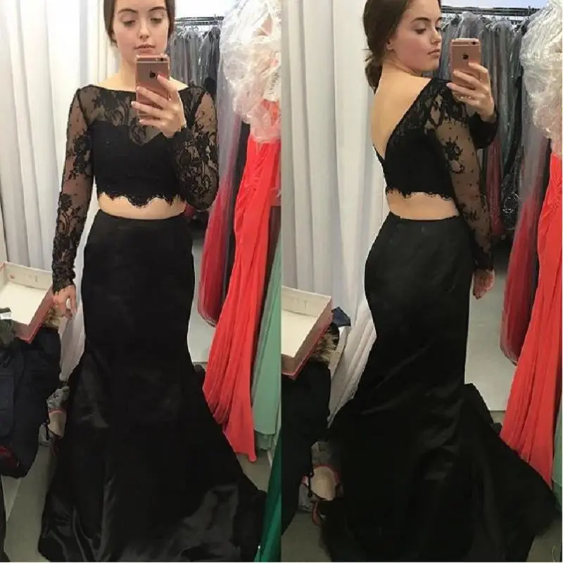 Vestido De Formatura черный комплект из двух предметов платья для выпускного вечера