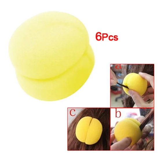 

High Quality 6 Pcs Yellow Sponge Ball Hair Styler Curler Roller Tool for Lady