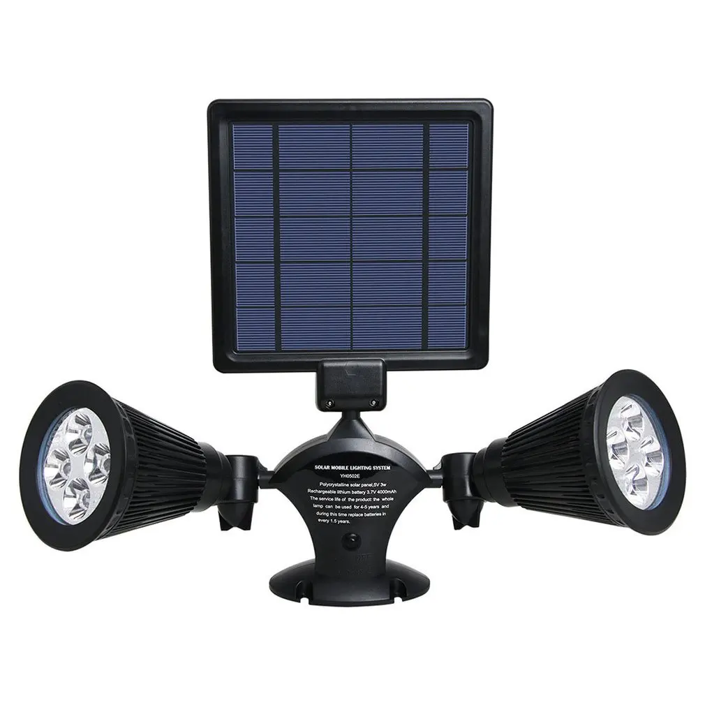 

8 LEDs Solar Power Double Head Spotlight 360 degree Rotating Waterproof Spot Light for Patio Yard Garden Light Induction