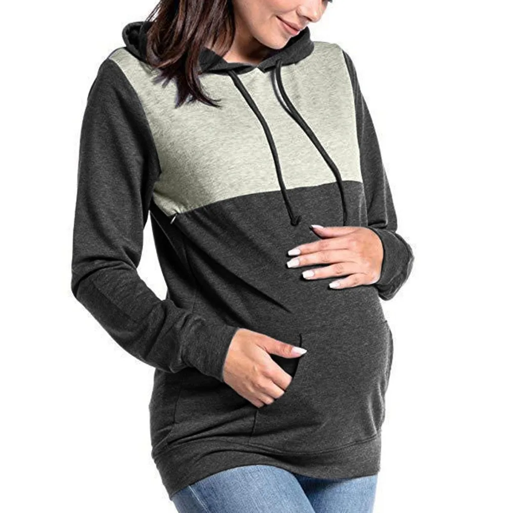 2018 Новый Для женщин беременных одежда с капюшоном кормящих ребенка Одежда для беременных совместные с капюшоном Блузка Верхняя одежда ropa de