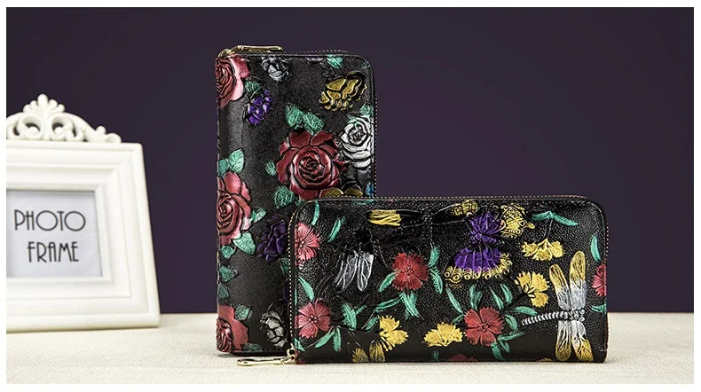Miyahouse винтажные Цветочные кошельки для женщин Длинный кошелек большой емкости женский держатель для карт женские кошельки на молнии портмоне