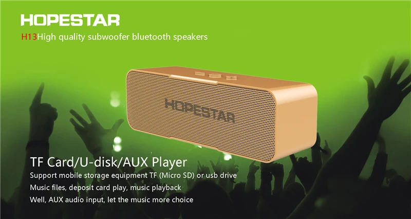 HOPESTAR H13 беспроводной Bluetooth динамик сабвуфер двойной бас стерео Поддержка USB TF AUX FM с зарядным устройством для мобильного телефона