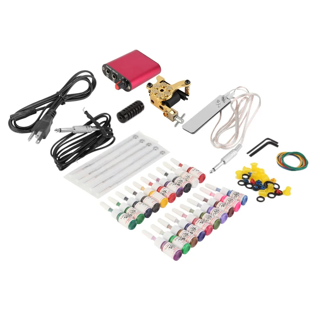 

1 Set 90V-264V Complete Equipment Tattoo Machine Gun 20 Color Inks Tattoo Machines Gun Equipment Tattoo Best Selling
