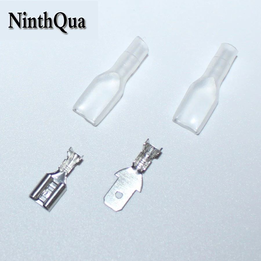 

10set 4.8mm Crimp Terminal with Sheath Inserted Spring 4.8 mm Male Female Spade Connector for 22-16AWG Wire