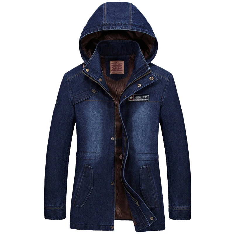 Brand Men's Denim jacket Designer Fahion Hood Stand Collar Plus Size Long Casual Jacket Coat Men Outwear Pull Homme 3XL BF685 Brand Men's Denim jacket Designer Fahion Hood Stand Collar Plus Size Long Casual Jacket Coat Men Outwear Pull Homme 3XL BF685
