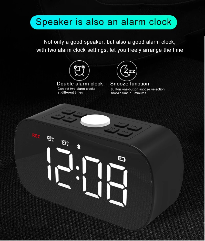 FEIKU J16 ночник двойной будильник часы подарок мода зеркало сабвуферный микрофон с Блютуз мини