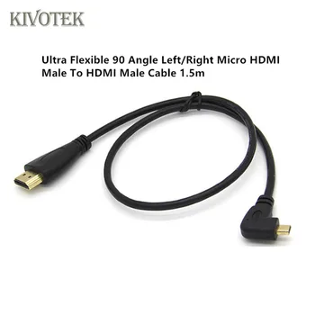 

KIVOTEK Ultra Flexible 90 Angle Left/Right Elbow Micro HDMI Male To hdmi male Cable 1.5m For Motorola HTC Mobile phone Tablet PC