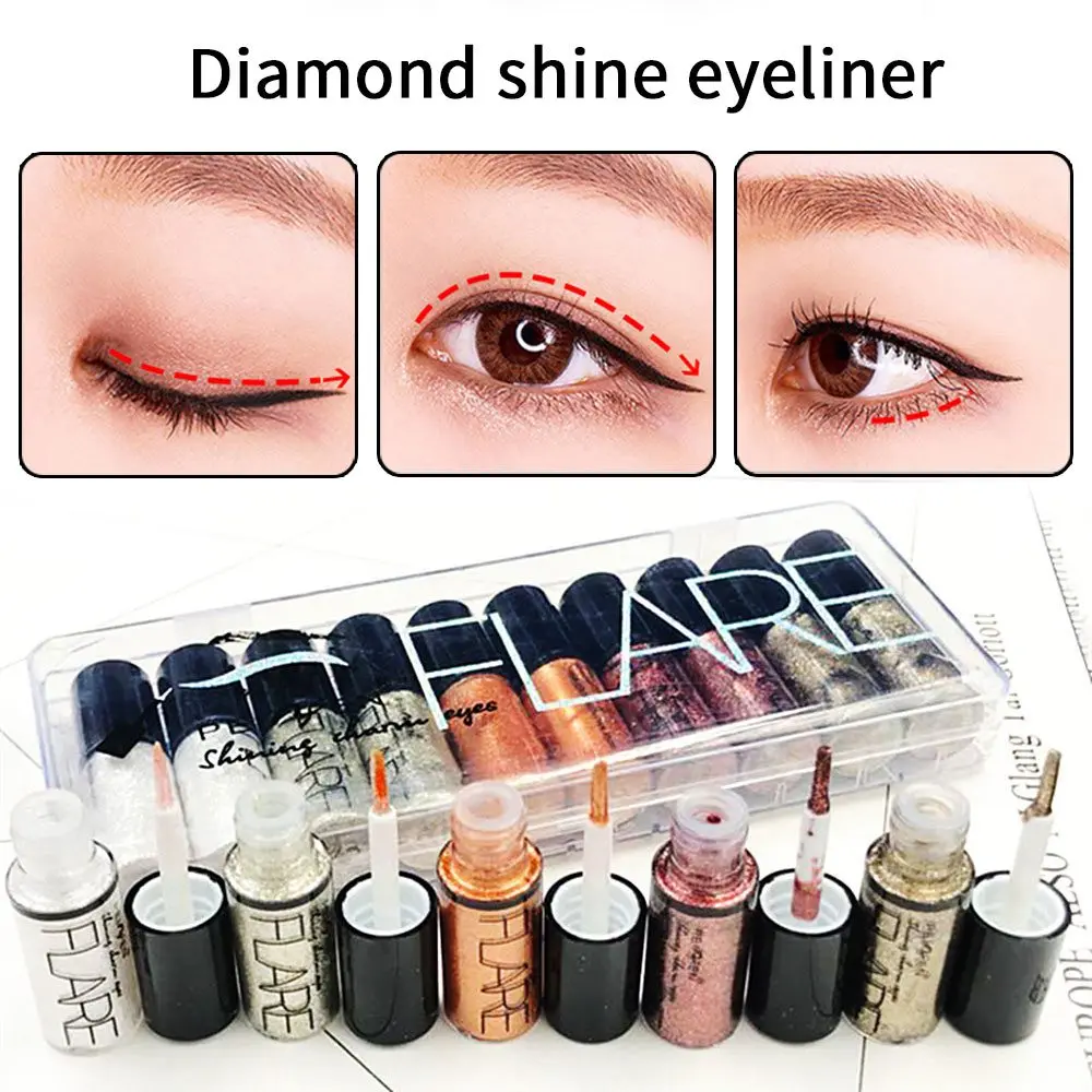 FRESHME Makeup Eyeliner Pencil Sliver Gold Shimmer Eye liner professional Waterproof Liquid Eyeliner Pen Cosmetic Beauty Tool