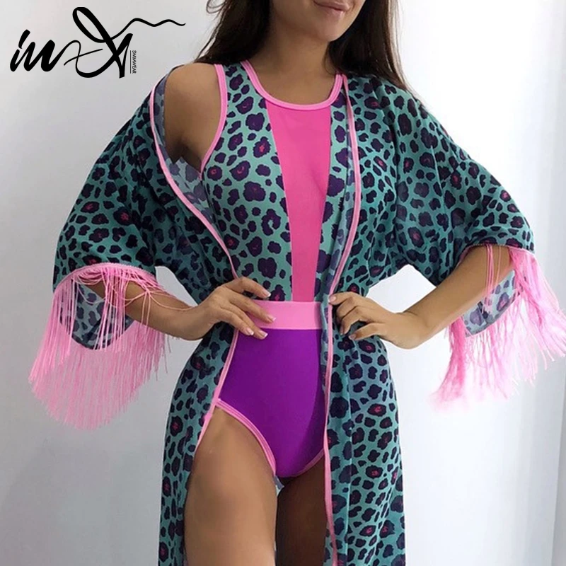 

In-X Mesh swimsuit one piece Sexy leopard print bikini 2019 Patchwork swimsuit female swimwear Bathing suit women Monokini new
