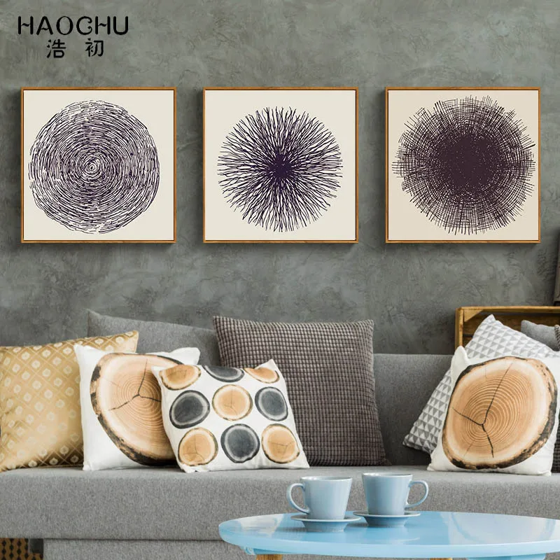 

HAOCHU abstract line composed of round bedroom kitchen wall decoration poster canvas print for living room art oil painting