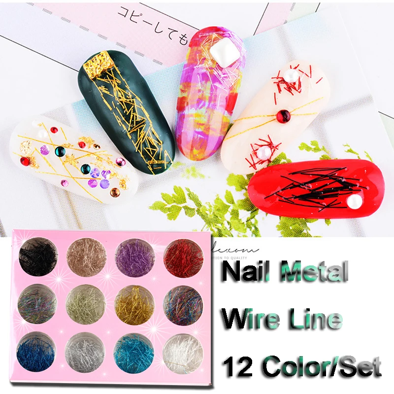 

DIY Mermaid Strip Lines Nail Art Decoration Gold Silver Thin Sequins 3d Manicure Nail Metal Line 12 Color/Set