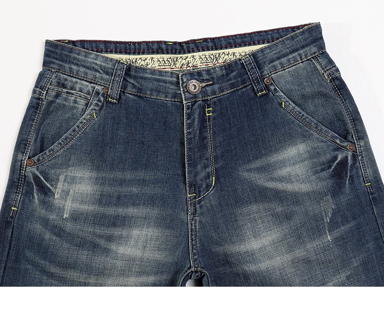 KSTUN Jeans Men Fashion New Summer Thin Cotton Straight Slim Casual Retro Blue Long Trousers Mens