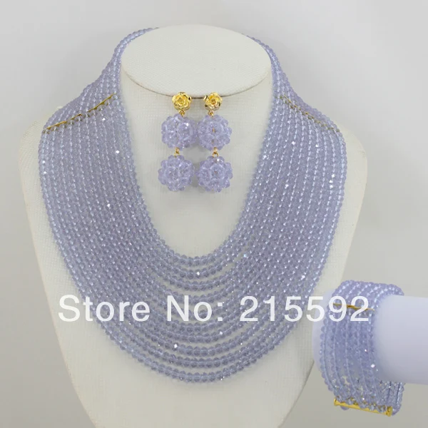 New Fashion Marvelous Lilac Purple Crystal Beads font b Jewelry b font Set Nigerian Wedding African