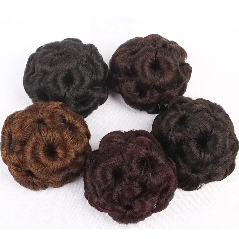 

Gres Heat Resistant Fiber Women Black/Burgundy/Brown Claw Clip Chignon Lady's Synthetic Hairpieces Flower Buns with Comb