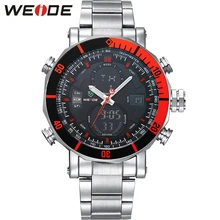 De Acero Inoxidable relogio WEIDE Relojes Hombres Militar de Cuarzo Reloj de Pulsera A Prueba de agua Multi-función LCD Digital Reloj de Los Hombres/WH5203