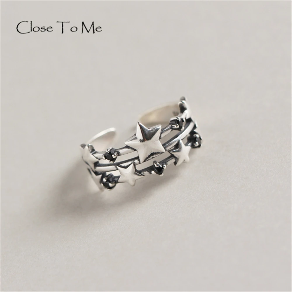 

Close To Me S925 Sterling Silver Handmade Fine Jewelry Vintage Punk Star Rings Irregular Ring for Women ALR087