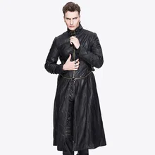 New Mens Spring Autumn Punk Coat Fashion Long Detachable Hem Jacket Men’s Pu Leather Hight Quality Handsome Outwear Dust Coat