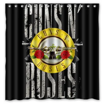 

Bathroom Products Polyester Fabric Guns and Rose Printed Shower Curtains Waterproof Washable Curtain 72"*72" 12pcs Hooks