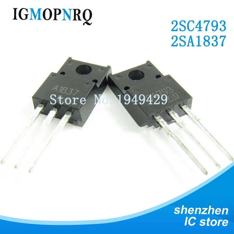

10PCS 5pair 5pcs 2SC4793 TO220 5pcs 2SA1837 TO-220 C4793 A1837 230V 1A Bipolar junction transistor New original